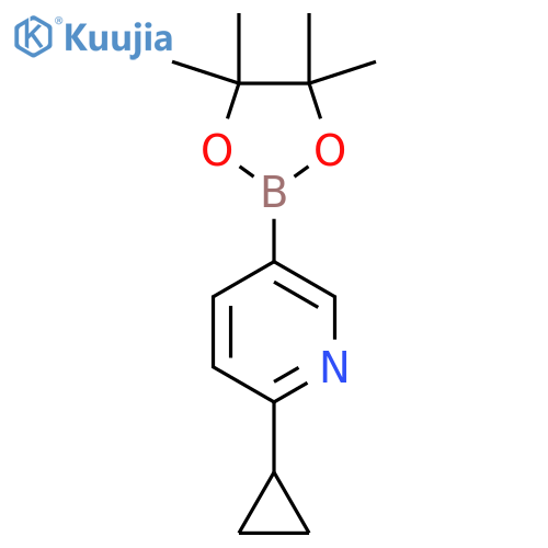 2-cyclopropyl-5-(tetramethyl-1,3,2-dioxaborolan-2-yl)pyridine structure
