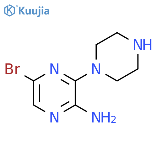 2-Amino-5-bromo-3-piperazin-1-ylpyrazine structure