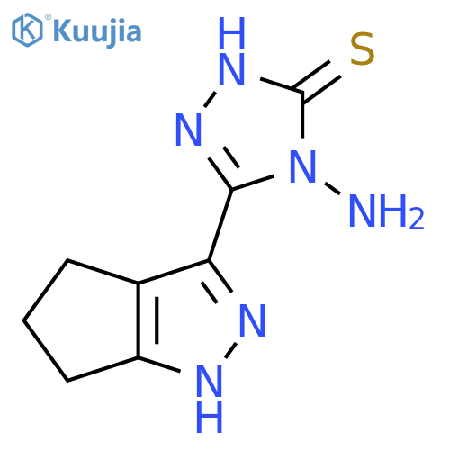 4-amino-5-{1H,4H,5H,6H-cyclopentacpyrazol-3-yl}-4H-1,2,4-triazole-3-thiol structure