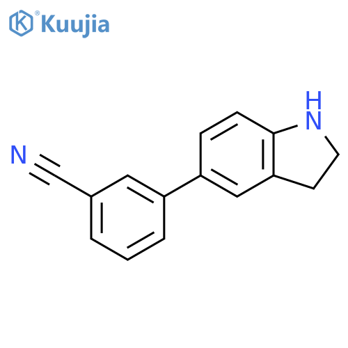 Benzonitrile, 3-(2,3-dihydro-1H-indol-5-yl)- structure