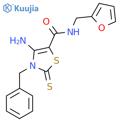 4-amino-3-benzyl-N-(furan-2-yl)methyl-2-sulfanylidene-2,3-dihydro-1,3-thiazole-5-carboxamide structure