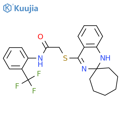 2-{1'H-spirocycloheptane-1,2'-quinazolinesulfanyl}-N-2-(trifluoromethyl)phenylacetamide structure