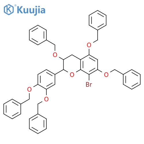 2H-1-Benzopyran,2-[3,4-bis(phenylmethoxy)phenyl]-8-bromo-3,4-dihydro-3,5,7-tris(phenylmethoxy)-, (2R,3S)- structure