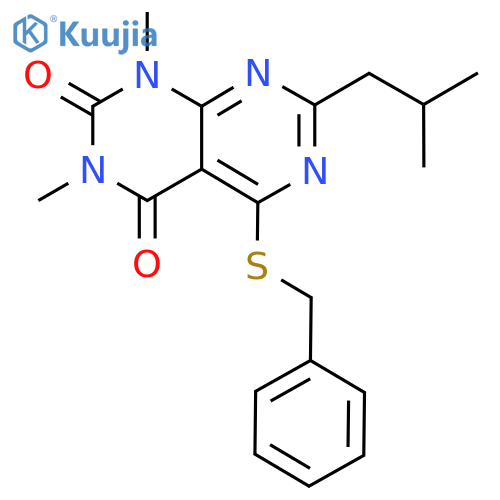 5-(benzylsulfanyl)-1,3-dimethyl-7-(2-methylpropyl)-1H,2H,3H,4H-1,3diazino4,5-dpyrimidine-2,4-dione structure