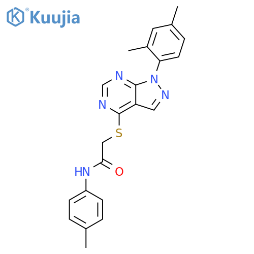 2-{1-(2,4-dimethylphenyl)-1H-pyrazolo3,4-dpyrimidin-4-ylsulfanyl}-N-(4-methylphenyl)acetamide structure