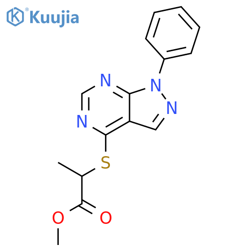 methyl 2-({1-phenyl-1H-pyrazolo3,4-dpyrimidin-4-yl}sulfanyl)propanoate structure