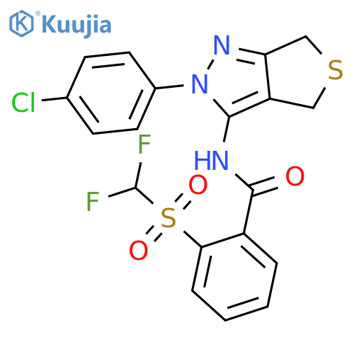 N-2-(4-chlorophenyl)-2H,4H,6H-thieno3,4-cpyrazol-3-yl-2-difluoromethanesulfonylbenzamide structure