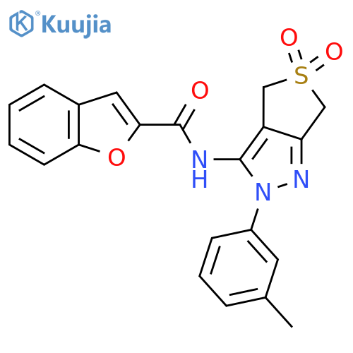 N-2-(3-methylphenyl)-5,5-dioxo-2H,4H,6H-5lambda6-thieno3,4-cpyrazol-3-yl-1-benzofuran-2-carboxamide structure