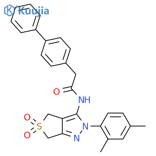 2-{1,1'-biphenyl-4-yl}-N-2-(2,4-dimethylphenyl)-5,5-dioxo-2H,4H,6H-5lambda6-thieno3,4-cpyrazol-3-ylacetamide structure
