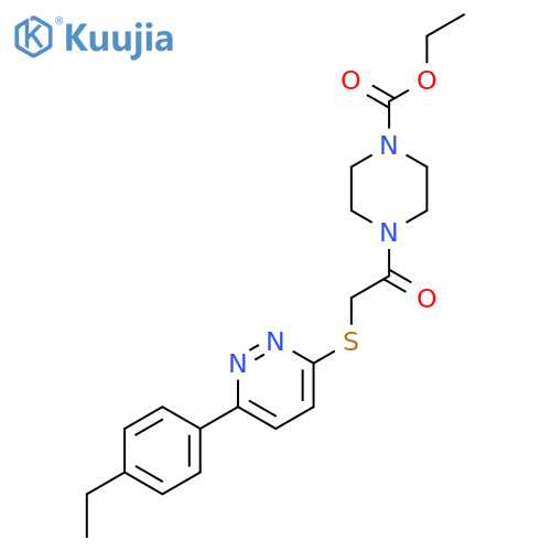 ethyl 4-(2-{6-(4-ethylphenyl)pyridazin-3-ylsulfanyl}acetyl)piperazine-1-carboxylate structure