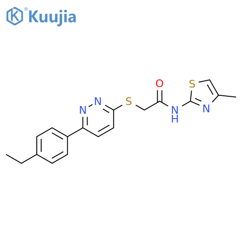 2-{6-(4-ethylphenyl)pyridazin-3-ylsulfanyl}-N-(4-methyl-1,3-thiazol-2-yl)acetamide structure