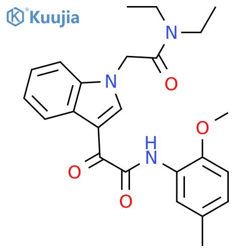 N,N-diethyl-2-(3-{(2-methoxy-5-methylphenyl)carbamoylcarbonyl}-1H-indol-1-yl)acetamide structure