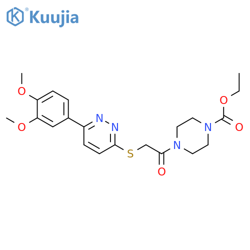 ethyl 4-(2-{6-(3,4-dimethoxyphenyl)pyridazin-3-ylsulfanyl}acetyl)piperazine-1-carboxylate structure
