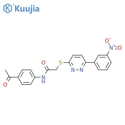 N-(4-acetylphenyl)-2-{6-(3-nitrophenyl)pyridazin-3-ylsulfanyl}acetamide structure
