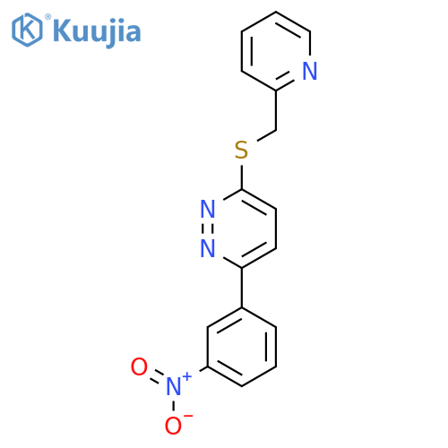 3-(3-nitrophenyl)-6-{(pyridin-2-yl)methylsulfanyl}pyridazine structure