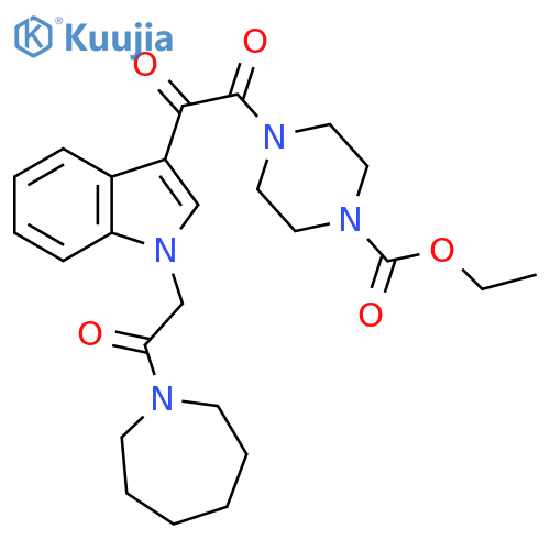 ethyl 4-(2-{1-2-(azepan-1-yl)-2-oxoethyl-1H-indol-3-yl}-2-oxoacetyl)piperazine-1-carboxylate structure