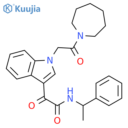 2-{1-2-(azepan-1-yl)-2-oxoethyl-1H-indol-3-yl}-2-oxo-N-(1-phenylethyl)acetamide structure