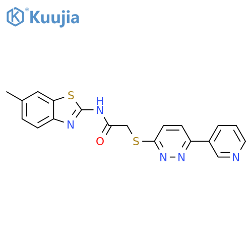 N-(6-methyl-1,3-benzothiazol-2-yl)-2-{6-(pyridin-3-yl)pyridazin-3-ylsulfanyl}acetamide structure