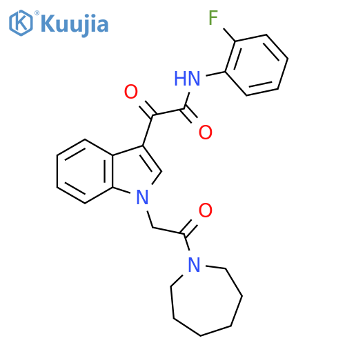 2-{1-2-(azepan-1-yl)-2-oxoethyl-1H-indol-3-yl}-N-(2-fluorophenyl)-2-oxoacetamide structure