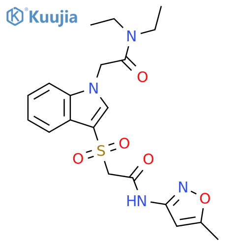 N,N-diethyl-2-(3-{(5-methyl-1,2-oxazol-3-yl)carbamoylmethanesulfonyl}-1H-indol-1-yl)acetamide structure