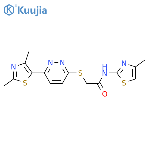 2-{6-(2,4-dimethyl-1,3-thiazol-5-yl)pyridazin-3-ylsulfanyl}-N-(4-methyl-1,3-thiazol-2-yl)acetamide structure