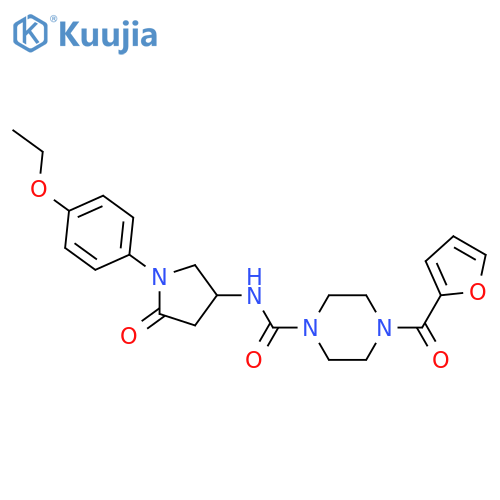 N-1-(4-ethoxyphenyl)-5-oxopyrrolidin-3-yl-4-(furan-2-carbonyl)piperazine-1-carboxamide structure