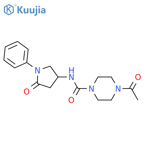 4-acetyl-N-(5-oxo-1-phenylpyrrolidin-3-yl)piperazine-1-carboxamide structure