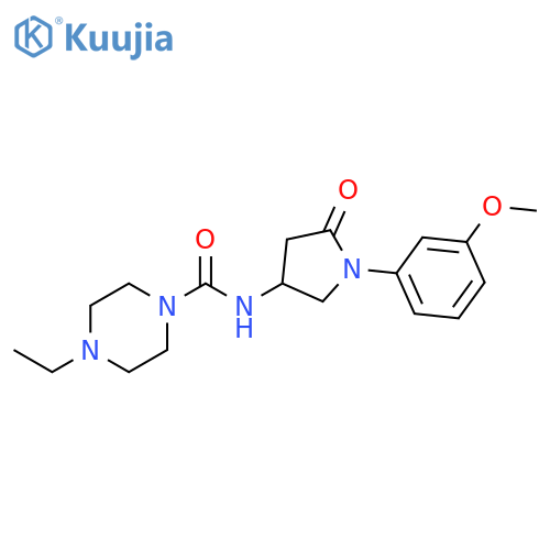 4-ethyl-N-1-(3-methoxyphenyl)-5-oxopyrrolidin-3-ylpiperazine-1-carboxamide structure