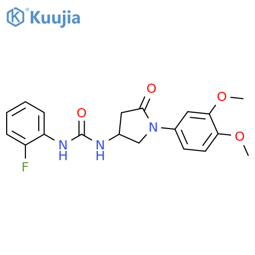 3-1-(3,4-dimethoxyphenyl)-5-oxopyrrolidin-3-yl-1-(2-fluorophenyl)urea structure