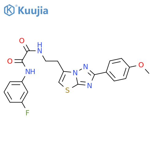 N'-(3-fluorophenyl)-N-{2-2-(4-methoxyphenyl)-1,2,4triazolo3,2-b1,3thiazol-6-ylethyl}ethanediamide structure