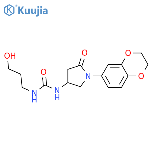 1-1-(2,3-dihydro-1,4-benzodioxin-6-yl)-5-oxopyrrolidin-3-yl-3-(3-hydroxypropyl)urea structure