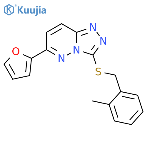6-(furan-2-yl)-3-{(2-methylphenyl)methylsulfanyl}-1,2,4triazolo4,3-bpyridazine structure