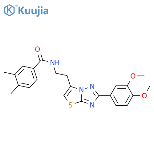 N-{2-2-(3,4-dimethoxyphenyl)-1,2,4triazolo3,2-b1,3thiazol-6-ylethyl}-3,4-dimethylbenzamide structure