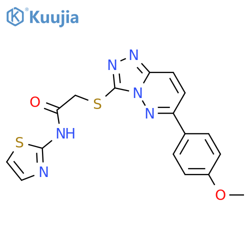 2-{6-(4-methoxyphenyl)-1,2,4triazolo4,3-bpyridazin-3-ylsulfanyl}-N-(1,3-thiazol-2-yl)acetamide structure