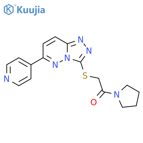 2-{6-(pyridin-4-yl)-1,2,4triazolo4,3-bpyridazin-3-ylsulfanyl}-1-(pyrrolidin-1-yl)ethan-1-one structure