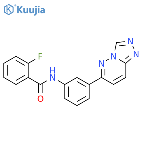 2-fluoro-N-(3-{1,2,4triazolo4,3-bpyridazin-6-yl}phenyl)benzamide structure