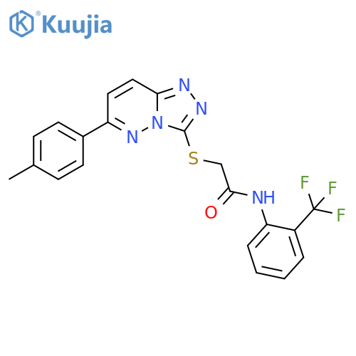 2-{6-(4-methylphenyl)-1,2,4triazolo4,3-bpyridazin-3-ylsulfanyl}-N-2-(trifluoromethyl)phenylacetamide structure