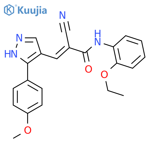 (E)-2-Cyano-N-(2-ethoxyphenyl)-3-[5-(4-methoxyphenyl)-1H-pyrazol-4-yl]prop-2-enamide structure