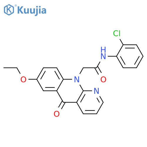 N-(2-chlorophenyl)-2-{7-ethoxy-5-oxo-5H,10H-benzob1,8-naphthyridin-10-yl}acetamide structure