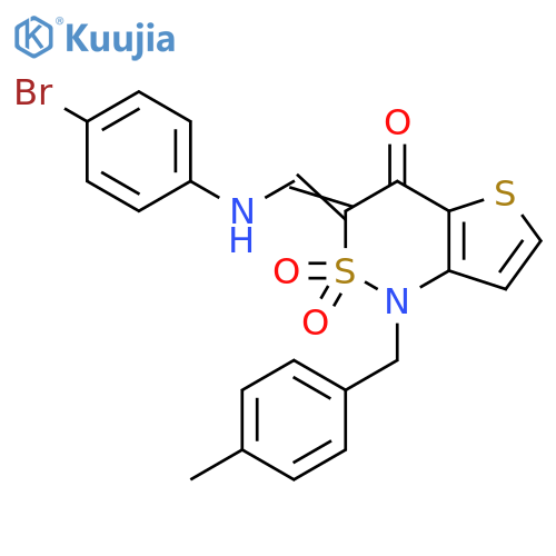 (3Z)-3-{(4-bromophenyl)aminomethylidene}-1-(4-methylphenyl)methyl-1H,3H,4H-2lambda6-thieno3,2-c1,2thiazine-2,2,4-trione structure