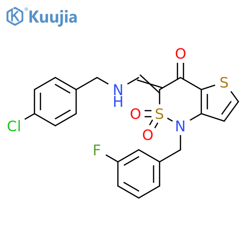 (3Z)-3-({(4-chlorophenyl)methylamino}methylidene)-1-(3-fluorophenyl)methyl-1H,3H,4H-2lambda6-thieno3,2-c1,2thiazine-2,2,4-trione structure