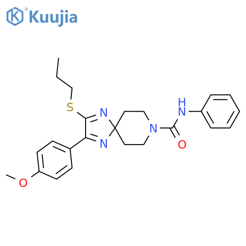 2-(4-methoxyphenyl)-N-phenyl-3-(propylsulfanyl)-1,4,8-triazaspiro4.5deca-1,3-diene-8-carboxamide structure
