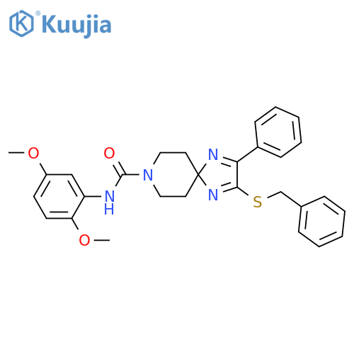 2-(benzylsulfanyl)-N-(2,5-dimethoxyphenyl)-3-phenyl-1,4,8-triazaspiro4.5deca-1,3-diene-8-carboxamide structure