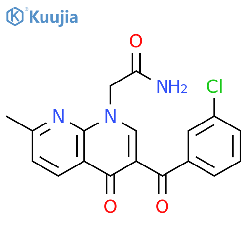 2-3-(3-chlorobenzoyl)-7-methyl-4-oxo-1,4-dihydro-1,8-naphthyridin-1-ylacetamide structure