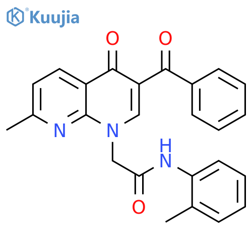 2-(3-benzoyl-7-methyl-4-oxo-1,4-dihydro-1,8-naphthyridin-1-yl)-N-(2-methylphenyl)acetamide structure
