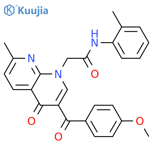 2-3-(4-methoxybenzoyl)-7-methyl-4-oxo-1,4-dihydro-1,8-naphthyridin-1-yl-N-(2-methylphenyl)acetamide structure