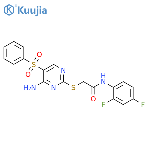 2-{4-amino-5-(benzenesulfonyl)pyrimidin-2-ylsulfanyl}-N-(2,4-difluorophenyl)acetamide structure
