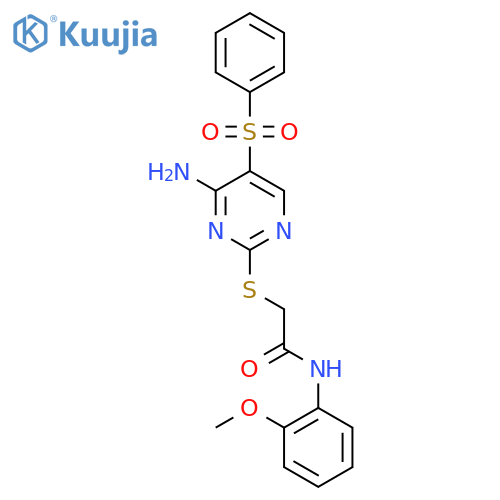 2-{4-amino-5-(benzenesulfonyl)pyrimidin-2-ylsulfanyl}-N-(2-methoxyphenyl)acetamide structure