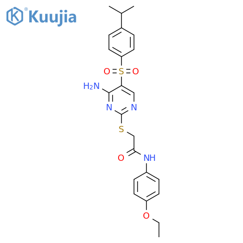 2-({4-amino-5-4-(propan-2-yl)benzenesulfonylpyrimidin-2-yl}sulfanyl)-N-(4-ethoxyphenyl)acetamide structure