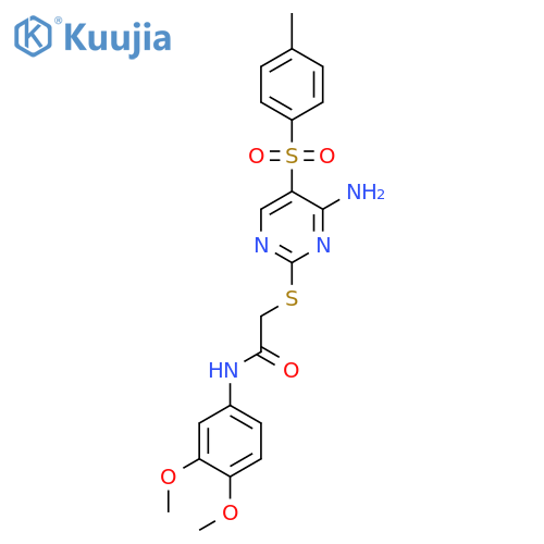 2-{4-amino-5-(4-methylbenzenesulfonyl)pyrimidin-2-ylsulfanyl}-N-(3,4-dimethoxyphenyl)acetamide structure